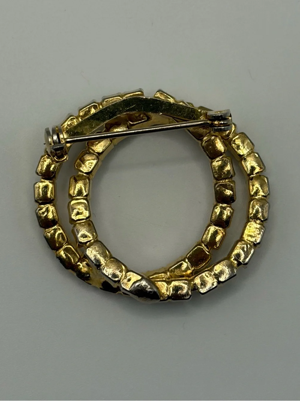 Rhinestone Interlocked Circles Brooch
